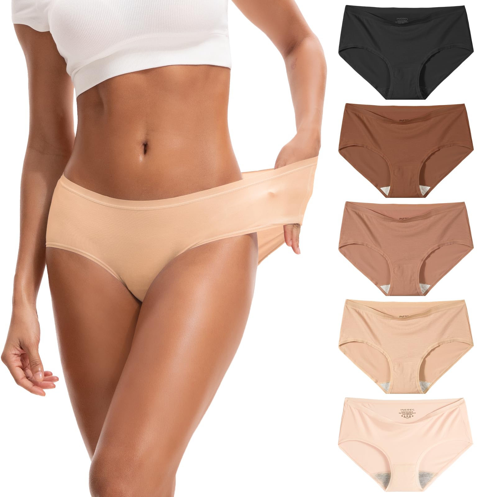 INNERSY Women's Soft & Thin No Show Modal Underwear Quick Dry Panties for Summer 5-Pack