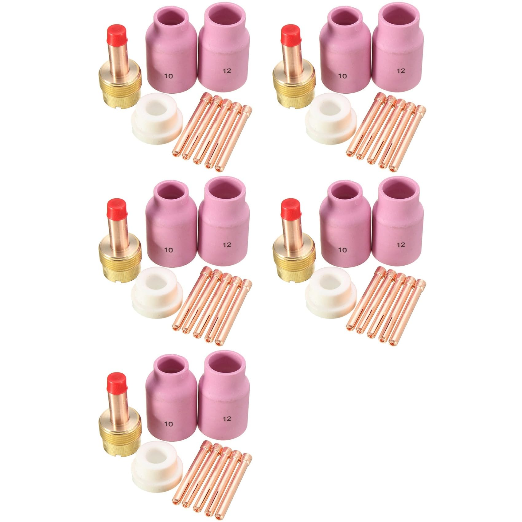 Kueohse 45Pcs Tig Welding Torch Large Long Gas Lens & Alumina Cup For Wp17 Wp18 Wp26 Tig Collet Bodies Kit Accessories