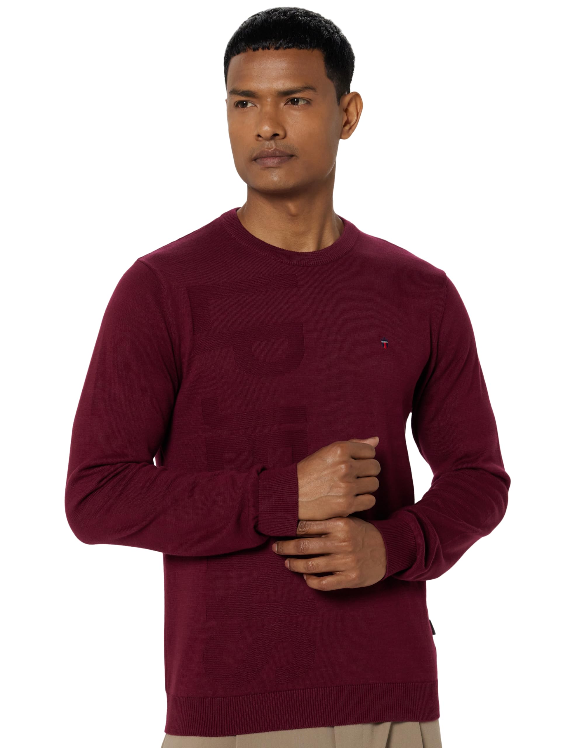 louis philippe Men Maroon Graphic Print Crew Neck Full Sleeves Sweater-picture-38