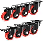 Nefish Swivel Caster Wheel for Cart, 5 Inch Industrial Casters Set of 4-Heavy Duty Top Plate Casters with Brake 2200 Lbs, Smooth No Mark Polyurethane Wheels for Cart, Trolleys, Furniture, Equipment