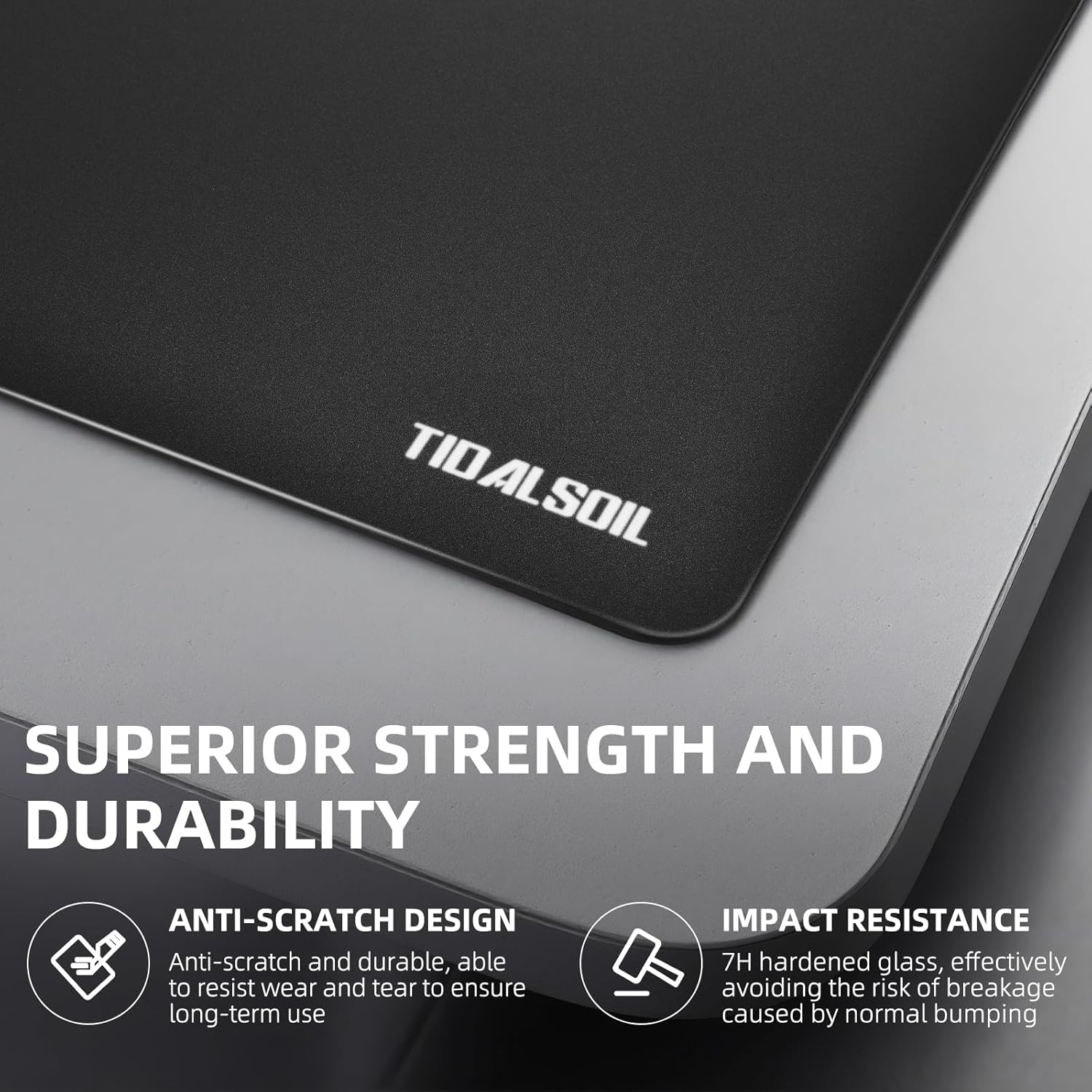 Glass Mousepad, Large Tempered Glass Gaming Mouse Pad with Non-Slip Base, Smooth Micro-Etched Surface for FPS & MOBA, Top Precision Speed and Control for Professional Gamers, 17.7" x 15.7"