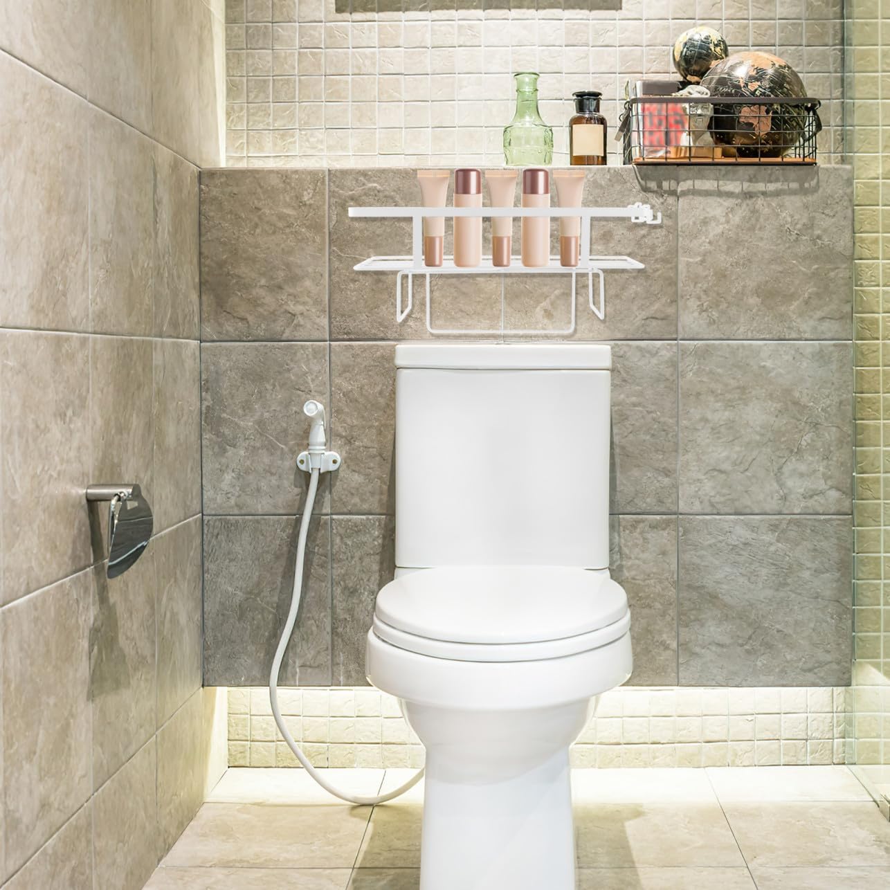 PRETYZOOM Bathroom Storage Rack Iron Over Toilet Shelf Storage Holder Floating Shelves