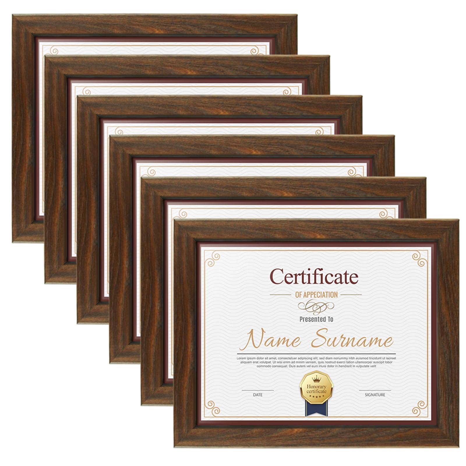 Photo 1 of Schliersee 8.5x11 Certificate Frames - Rustic Brown (Set of 6)