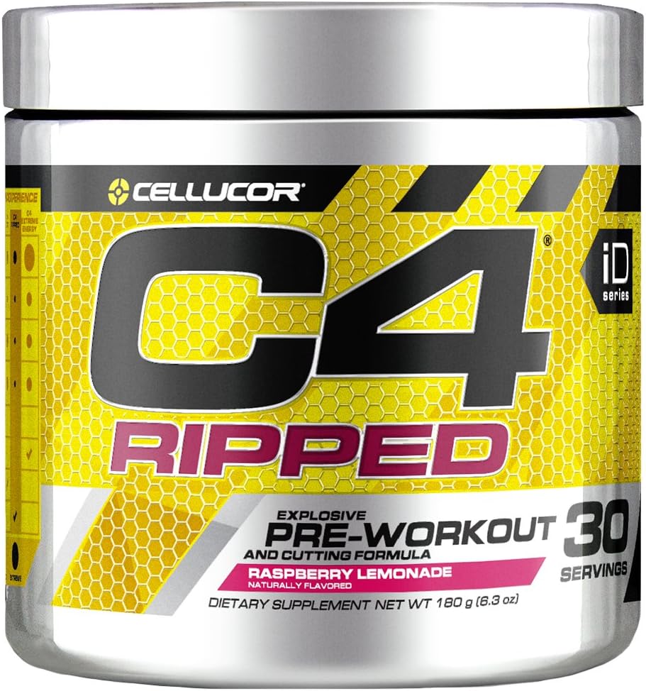 C4 Ripped Pre Workout Powder for Energy, Beta Alanine, Zero Sugar Energy Supplement Preworkout for Men & Women - 150mg Caffeine + Creatine-Free - Raspberry Lemonade - 30 Servings