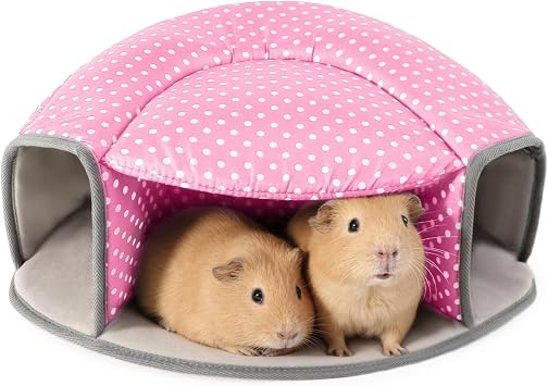 Guinea Pig Hideout Tunnel Bed, Washable Soft Small Animal Hideaway for Ferret, Chinchilla, Dwarf Bunny - House Pet Cage Accessory