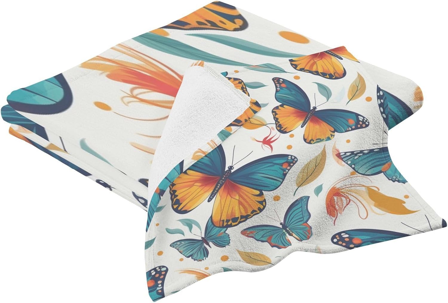 Hand Towels Premium Soft and Highly Absorbent Cute Butterfly 2 Pcs Towels for Bathroom Set 100% Cotton Decorative Face Towels