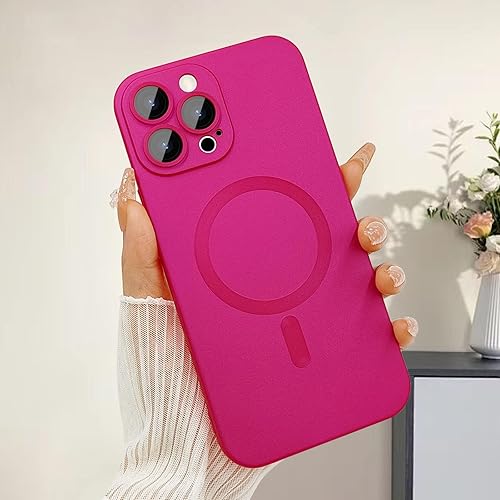Miniatura 10 de ankofave Funda magnética para iPhone 13 Pro para mujer, diseño de brillo metálico suave mate con protector de lente de cámara, compatible con