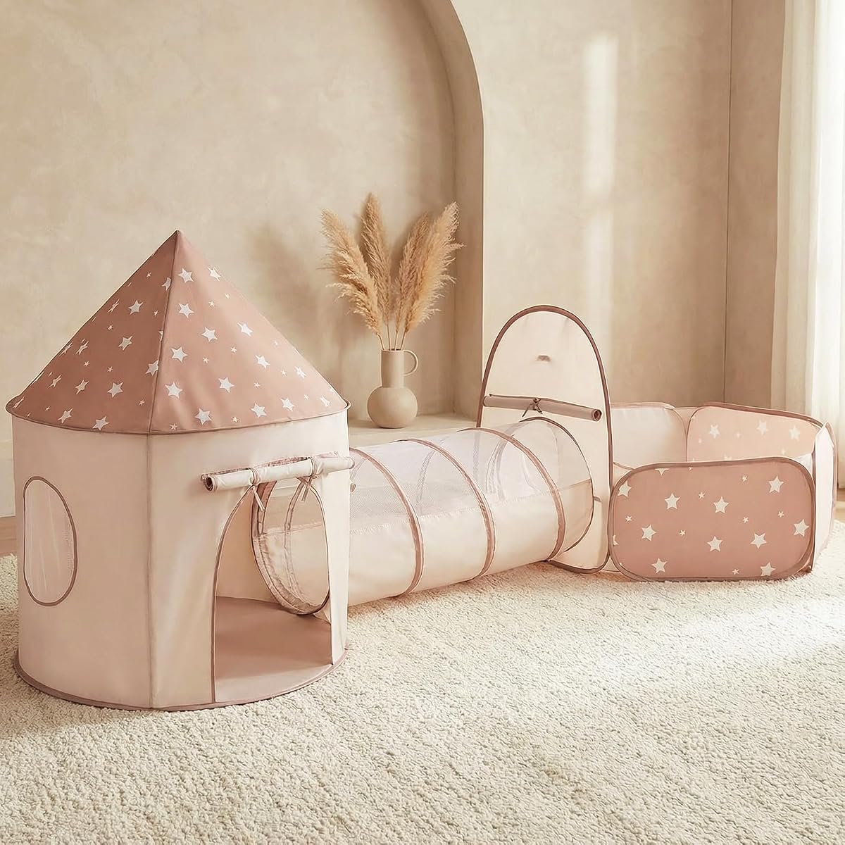 Tienda de campaña para niños Sumbababy con túnel de arrastre: piscina de bolas para niños pequeños, túneles de piscina de bolas para niños pequeños, tienda de campaña emergente para bebés y niños pequeños para interiores y exteriores