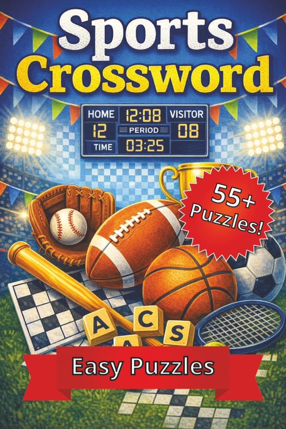 Sports Crossword Puzzle: Convenient 6x9 inches size | 120 pages | Over 55 Sports-Themed Puzzles | Brain-Boosting Fun • Great for All Skill Levels • Perfect for Travel & Relaxation