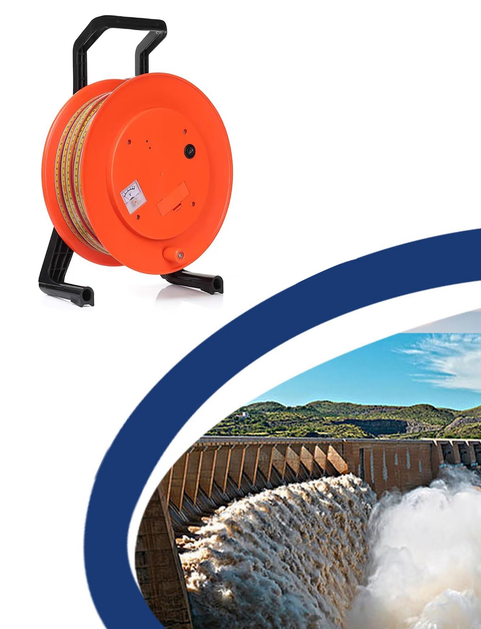 Medidor de nivel de agua con regla de acero, medidor de nivel de agua subterránea, sonda de acero inoxidable, longitud ajustable de 10 a 100 metros.((98.4ft) 30meter)