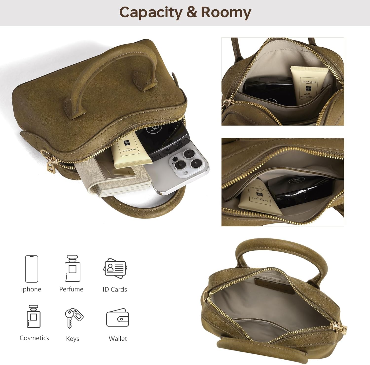 LA FESTIN Small Leather Crossbody Purse Top Handle Bag for Women Mini Tote with Adjustable Strap - Image 5