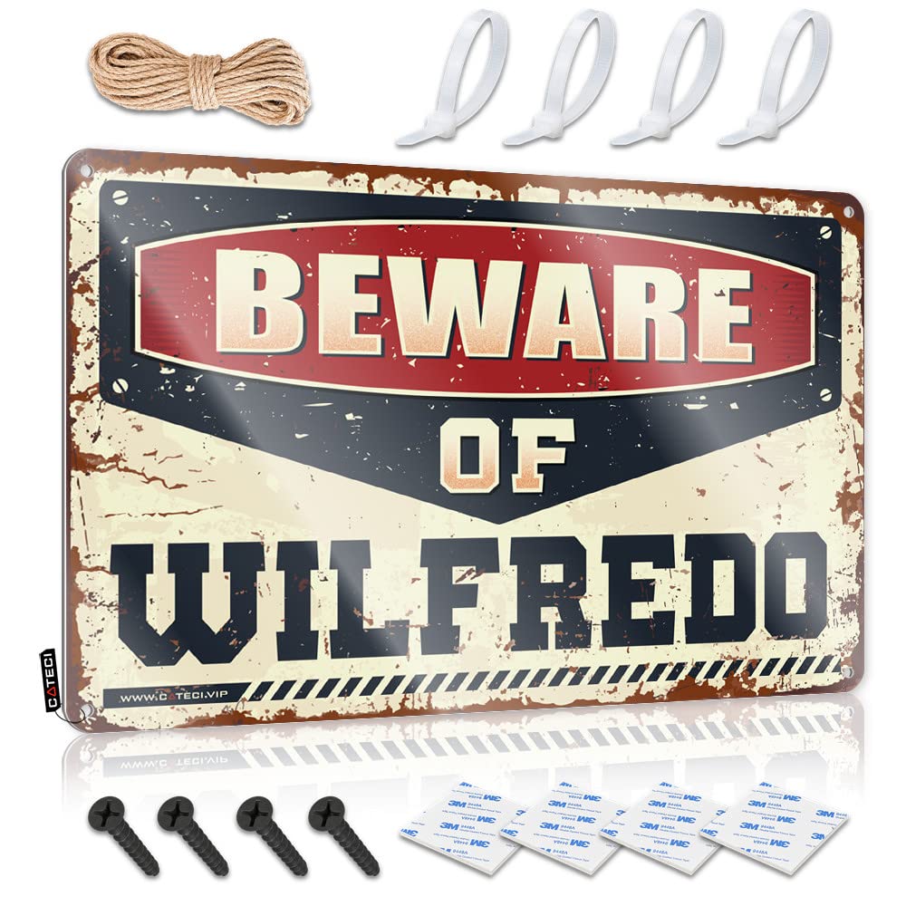 IBWNBBUSN Vintage Decor Beware Of Wilfredo Tin Sign Small Sign Beer Bar Metal Sign(30X40CM)