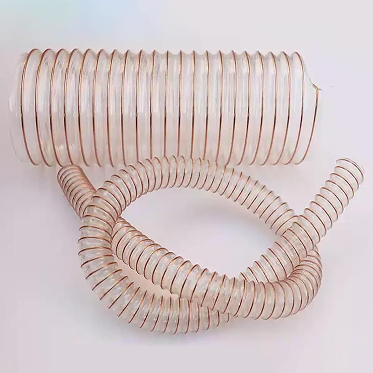 1-10m Long Heavy PU Dust Collection Hose, Flexible Clear PU Fume Hose with Carbon Steel Wire Coil, Puncture Resistant Hose Vacuum Fittings Dust Collector Accessories(L 10m(32.8ft),ID 150mm/5.9in)