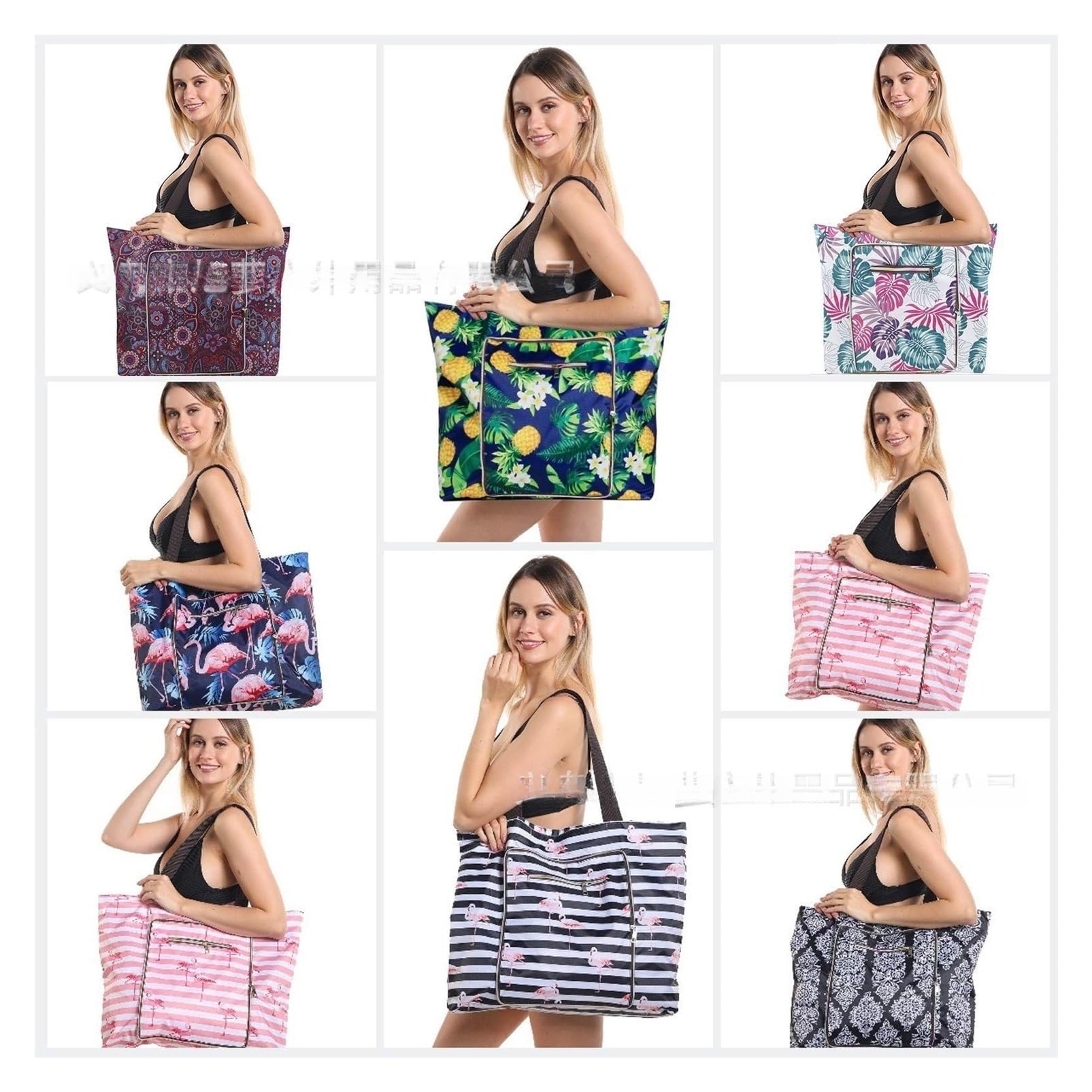 Bolsa De Playa Impresa Plegable Gran Capacidad