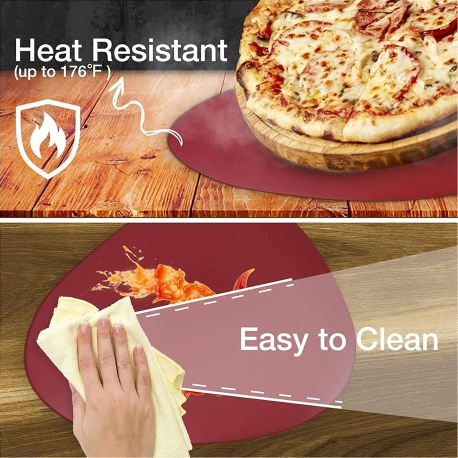 Placemats and Coasters Red Burgundy Triangle Round Faux Leather Kitchen Dining Table Place Mats(CD Green,4sets)