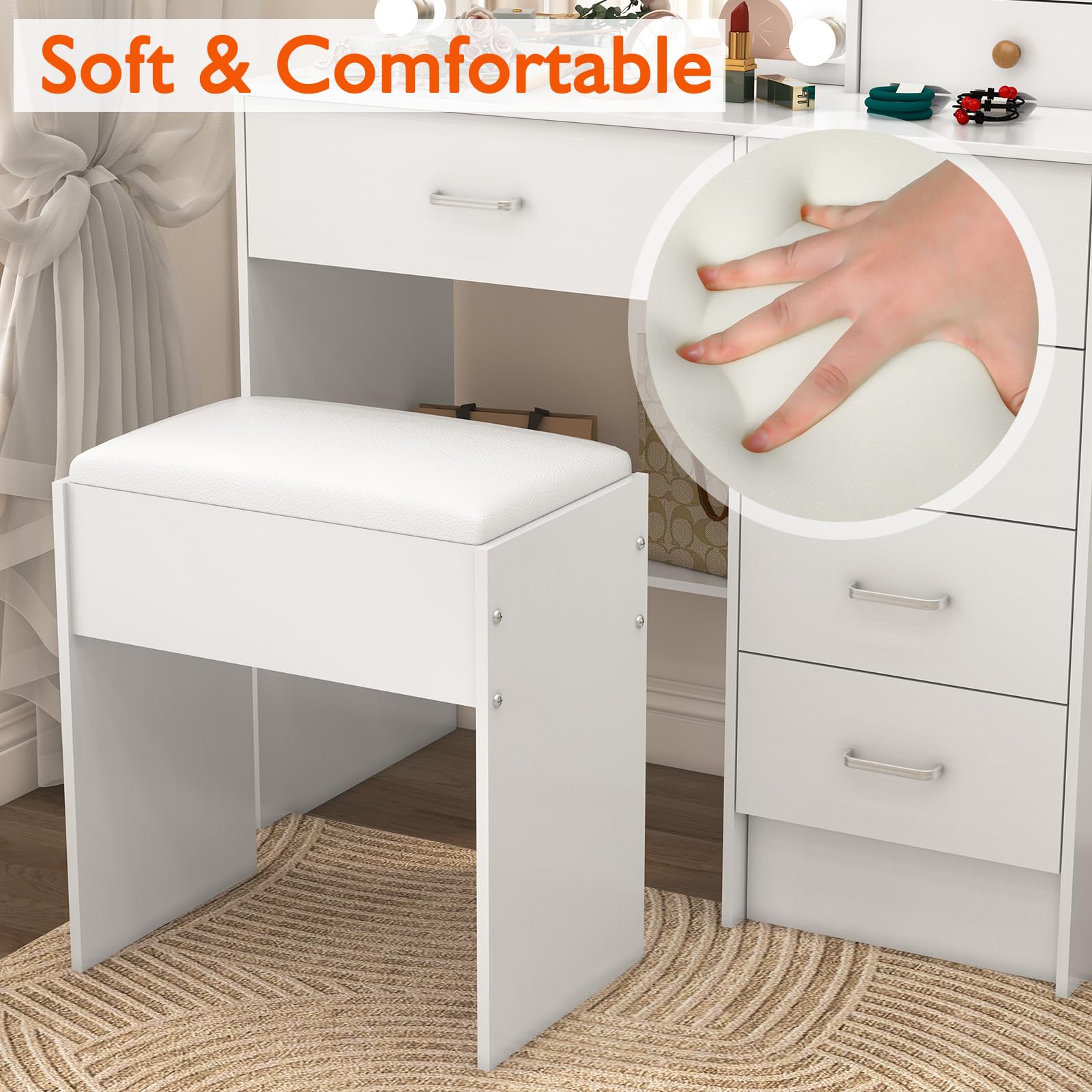 Sgabello da toeletta sgabello per trucco tavolo da toeletta sedile bianco poggiapiedi sgabello poggiapiedi sedia per bagno ottomano poggiapiedi per divano Sillas moderno