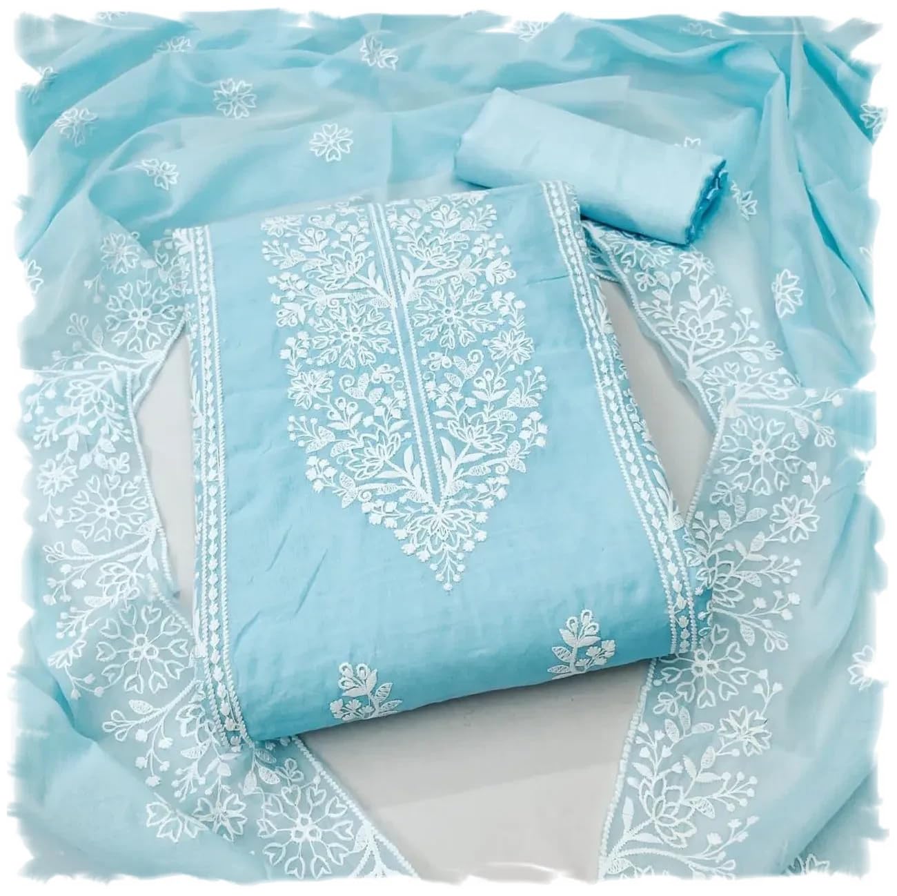 StyleScopeWomen's Cotton Chanderi Embroidery Work Unstitched Salwar Suit Dress Material With Chanderi Work Dupatta (DM Panel Sky Blue_Sky Blue_Free Size)-image-24