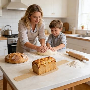 Parchment Bread Sling for Dutch Oven, 50 Pcs Unbleached Parchment Paper Sheets, 8-Inch Precut Rounds for Baking, Air Fryer, Sourdough Transfer, Loaf Pan Liners, Brown Disposable Baking Mats (Oval)