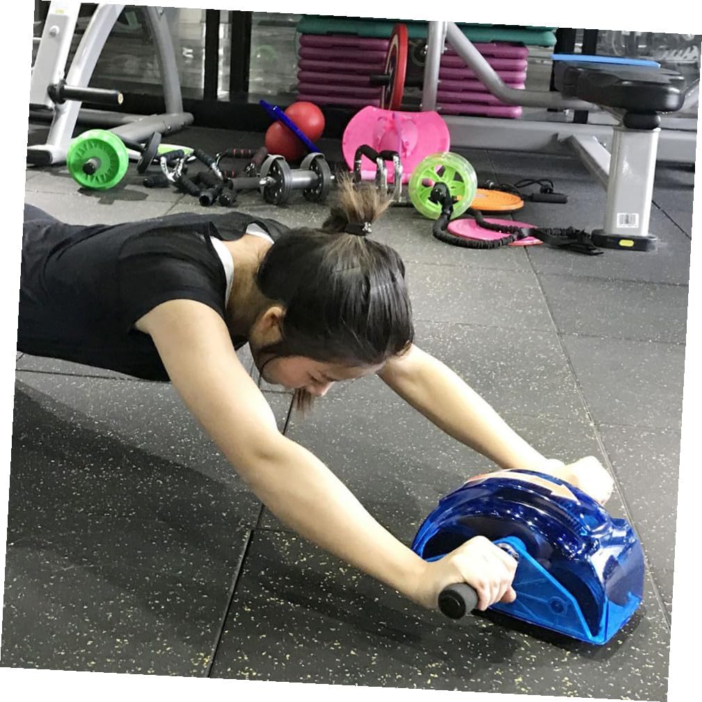 POPETPOP Ab Roller Wheel with Gear Four Wheel Abdominal Exercise Equipment for Core Strength and Stability Non Slip Handles Home Tool Blue