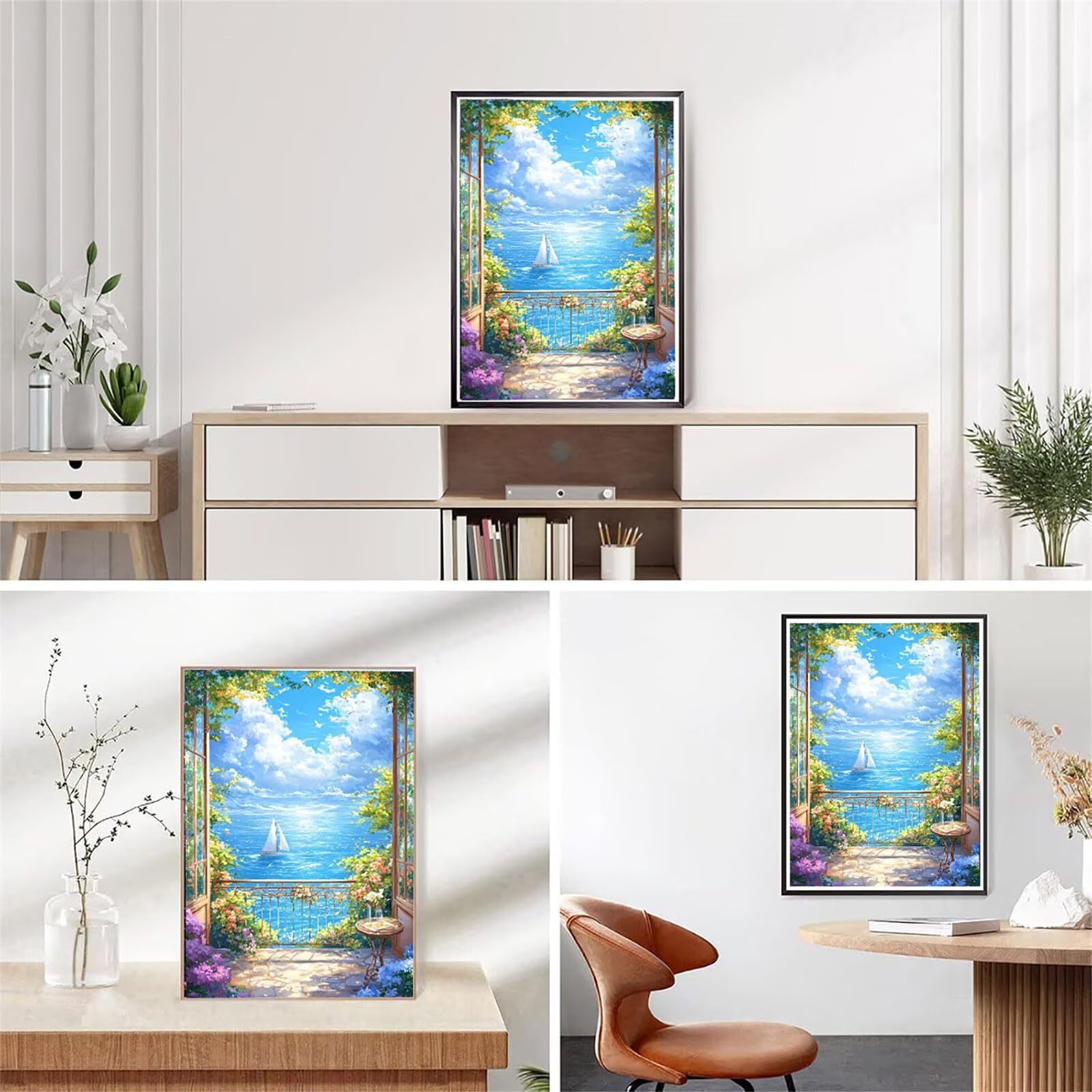 Malarstwo diamentowe 5D, obraz do malowania diamentami, łódź, 90 x 120 cm, okrągły obraz z pełnym nawierceniem, dla dorosłych, z akcesoriami, do samodzielnego wykonania mozaiki, zestaw do