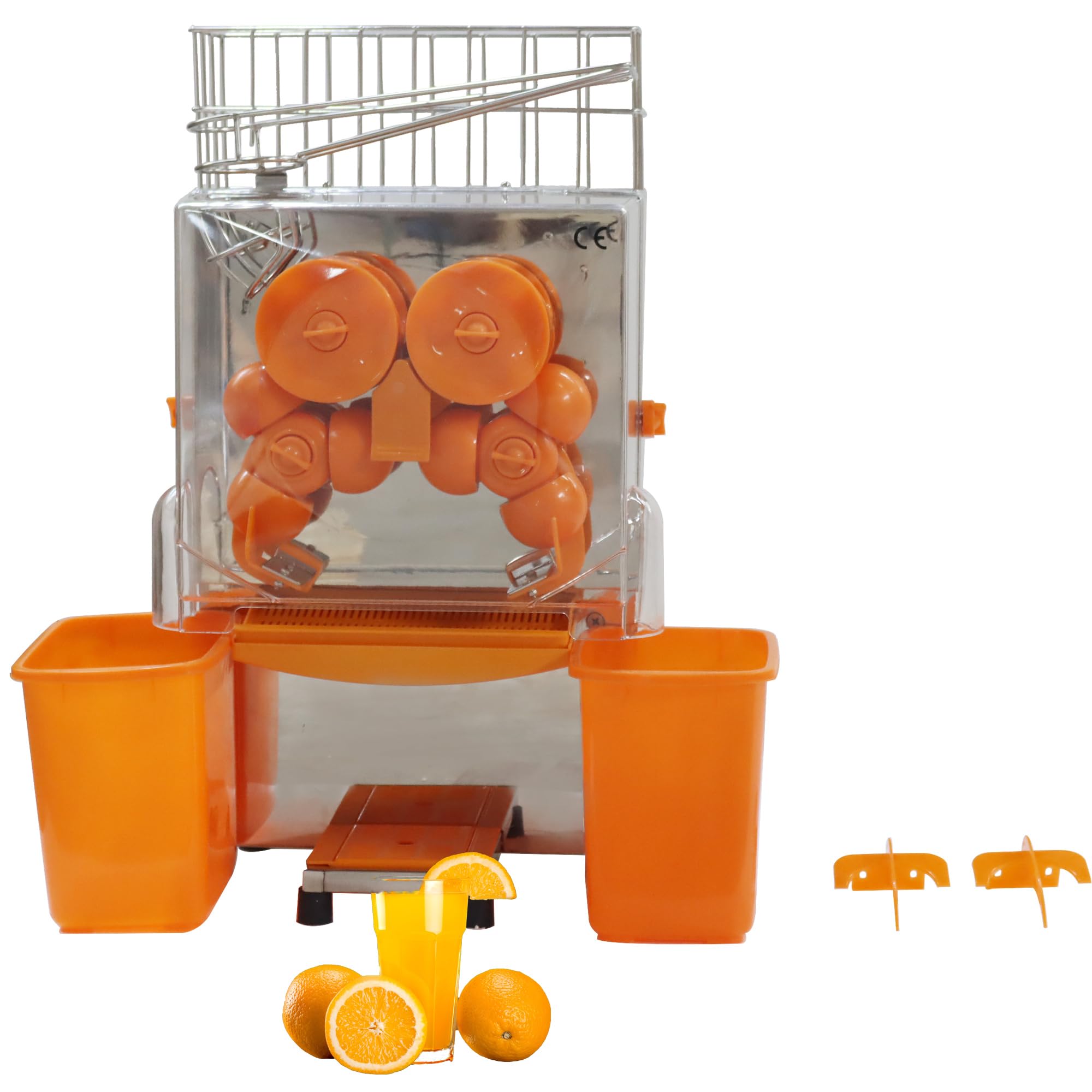 HQHAOTWU Commercial Orange Juicer Machine Stainless Steel Orange Juice Extractor Automatic Feeding Orange Juicer 22 Oranges/Minute with Two Buckets and One Filter Disk for Oranges Lemons 110V