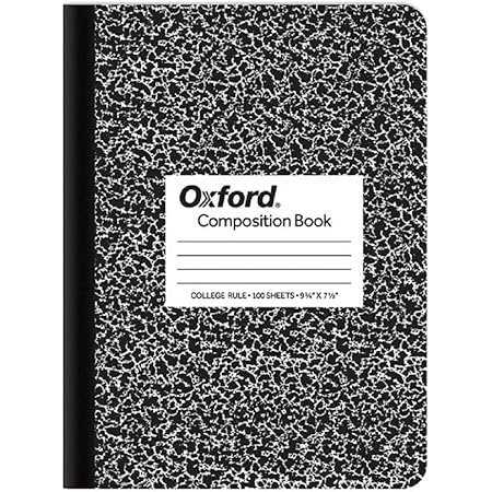 Oxford Marble Composition Book, 7.5 x 9.75 Inches, Wide Rule, Paperback, 100 Sheets, White (63795)