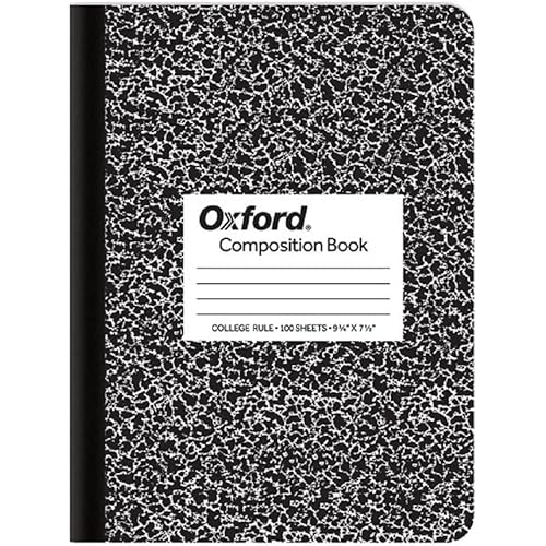 Oxford Marble Composition Book, 7.5 x 9.75 Inches, Wide Rule, Paperback, 100 Sheets, White (63795)