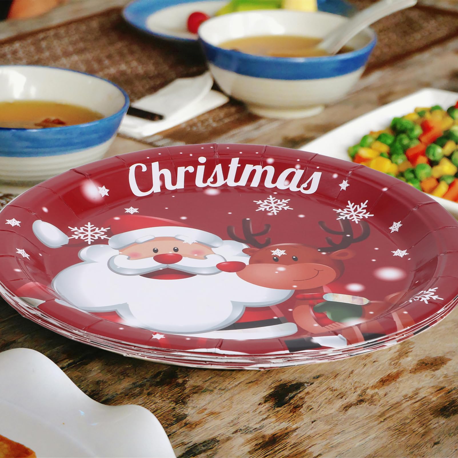 Amazon.co.jp: PartyKindom 60個クリスマス パーティー 紙皿 使い捨て