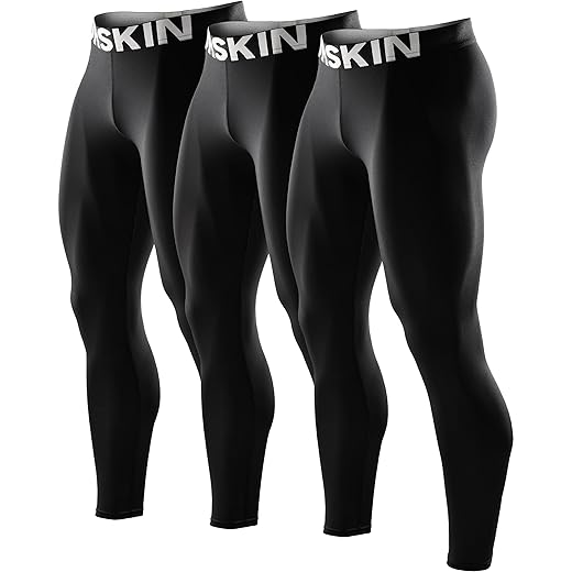 DRSKIN 3 Pack Men’s Compression Pants Tights Leggings Sports Baselayer Running Athletic Workout Thermal Active(Classic B01 3P, M)