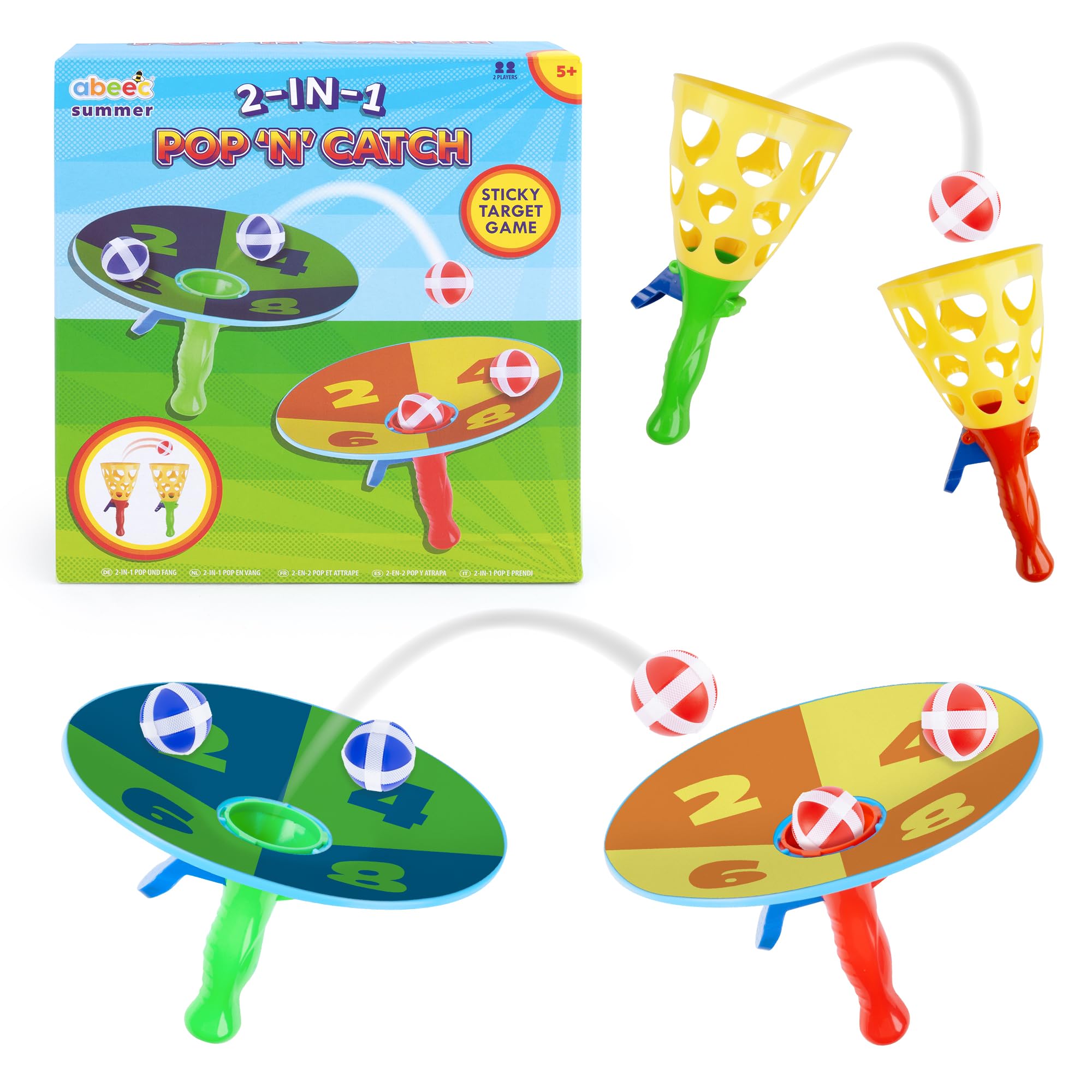 abeec 2-in-1 Pop ‘N’ Catch Game | Toss & Catch Set | Outdoor Garden Toys | Summer Sports Game for Kids | Fun Beach Toys | Gifts for Boys & Girls Age 5+