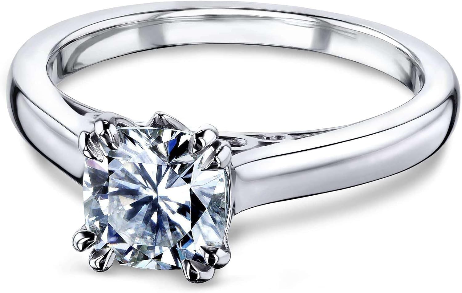 Kobelli One Carat Cushion Moissanite Solitaire W-Prong Ring