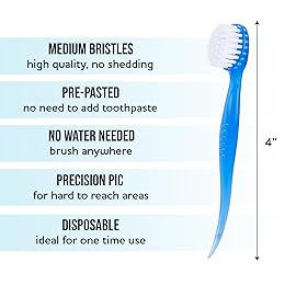 Bulk Toothbrushes - Prepasted Mini Disposable Toothbrush Set (36 Pack - Medium, Individually Wrapped for Travel)