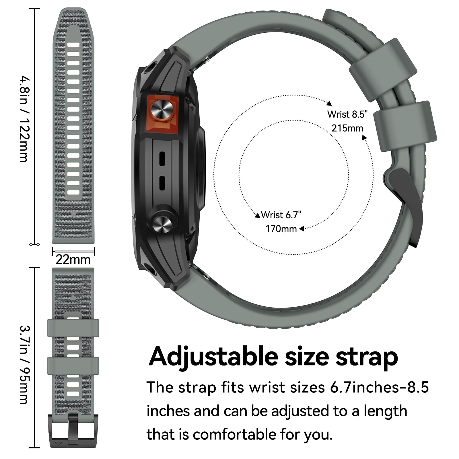MYSNBKN 22mm Quick Fit Strap for Fenix 8 47mm/Fenix 7 Pro/Fenix 7/Fenix 6/Fenix 5/Fenix E/EPIX 2 - Image 4