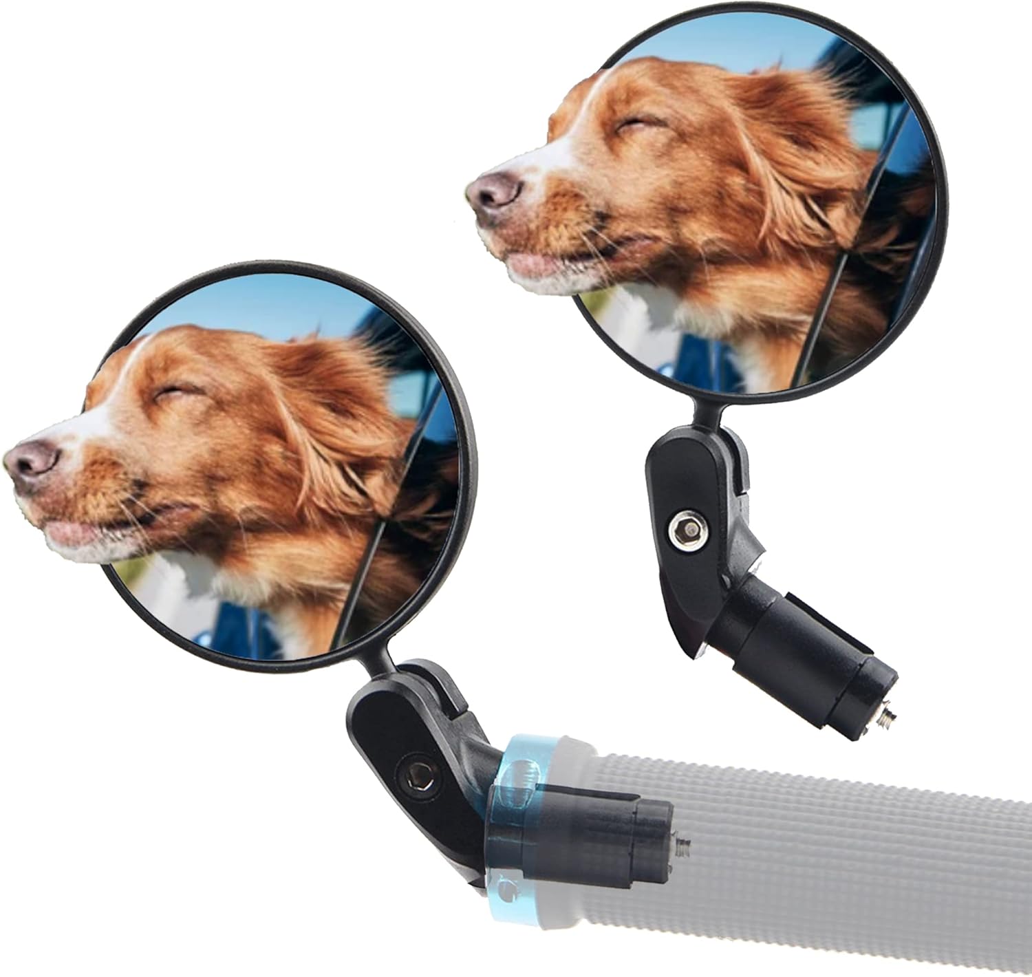 Himiway 2Pcs Bike Mirrors for Handlebars, Adjustable Bar End Rear View Mirror, Rotatable Acrylic Convex Round Bike Rearview Mirrors, Bicycle Handlebar Mirror for E-bike Mountain Road Bike Scooter