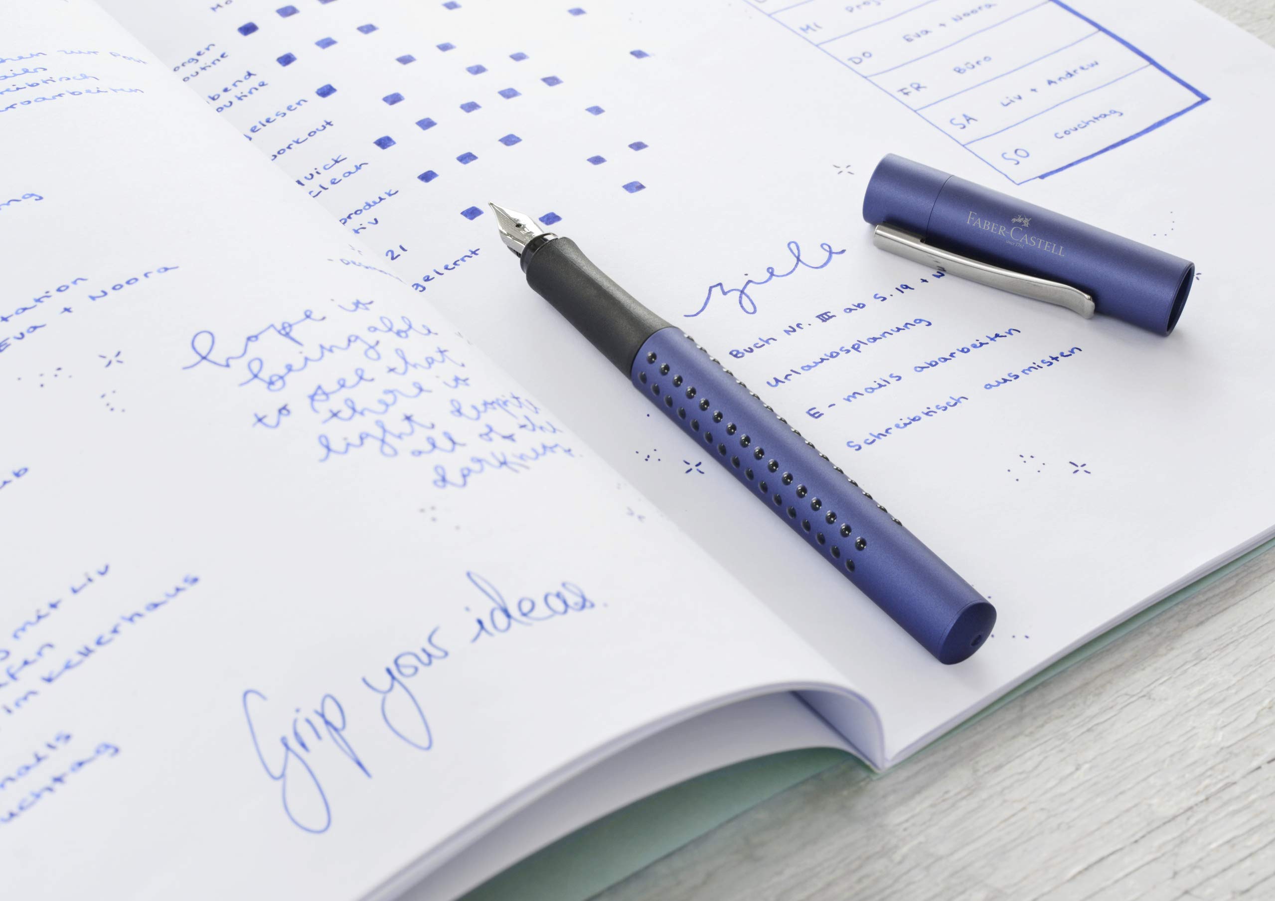 Faber-Castell 201507 Calligraphy Set Grip 2011, Fountain Pen with Three Different Nib Sizes, 6 Cartridges Each Black - Image 4