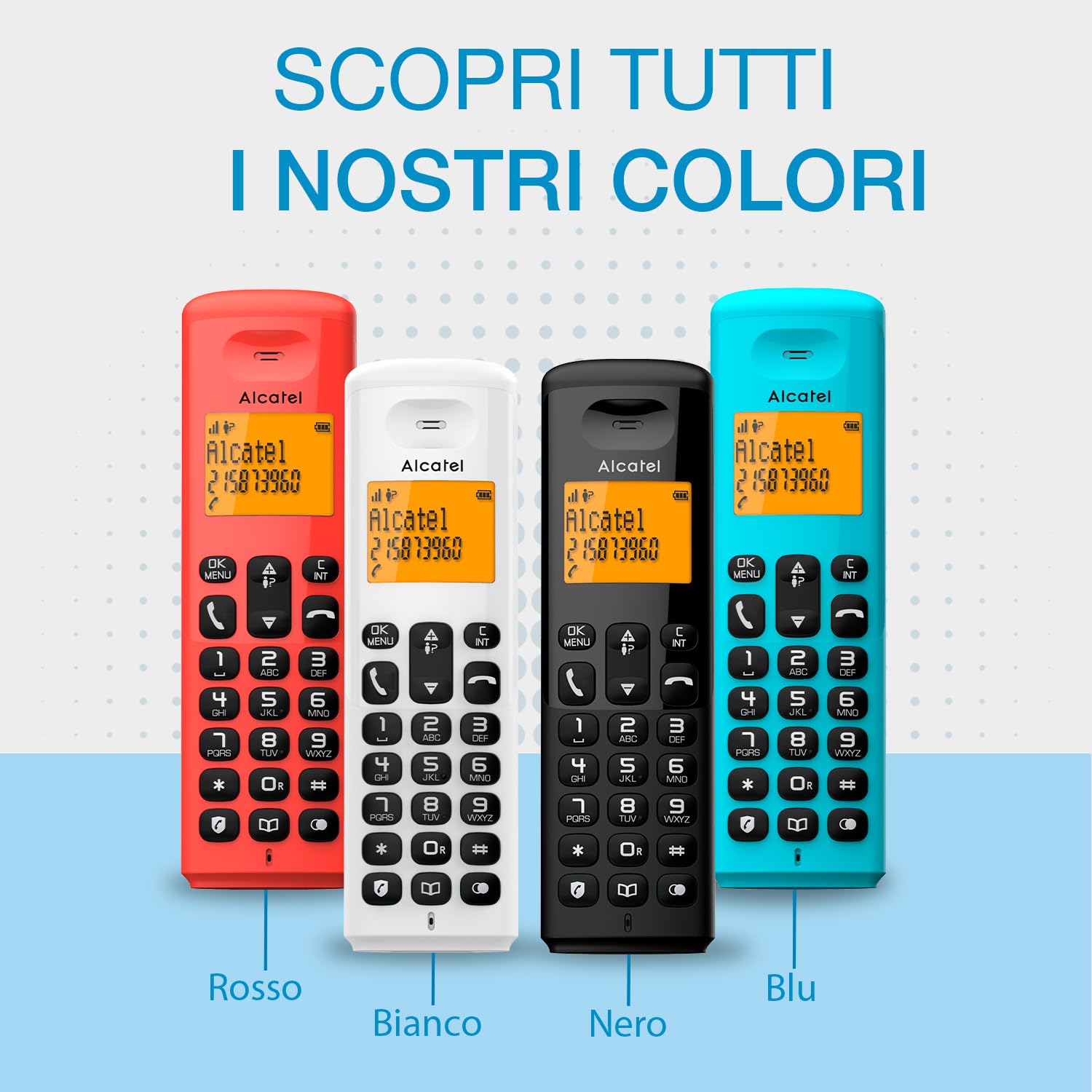 ALCATEL E160 Duo - Telefono Fisso Cordless DECT - Design Compatto - Grande Display Retroilluminato - Funzione Blocco Chiamate Indesiderate - 3 Memorie Dirette - 2 Portatili - Nero