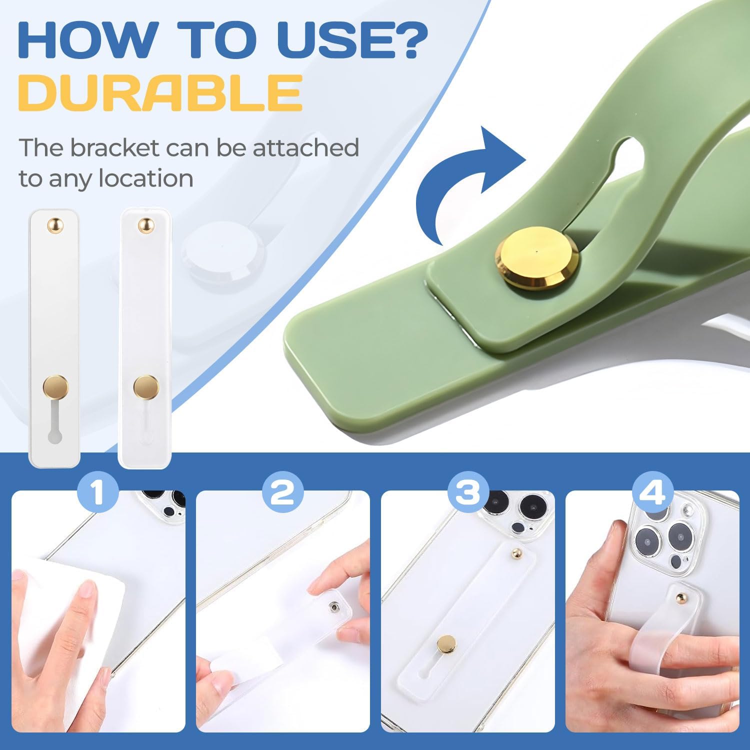 2PCS Phone Grip Finger Holder Loopy Phone Case Phone Grips for Back of Phone Universal Portable Phone Strap for Most Smartphones