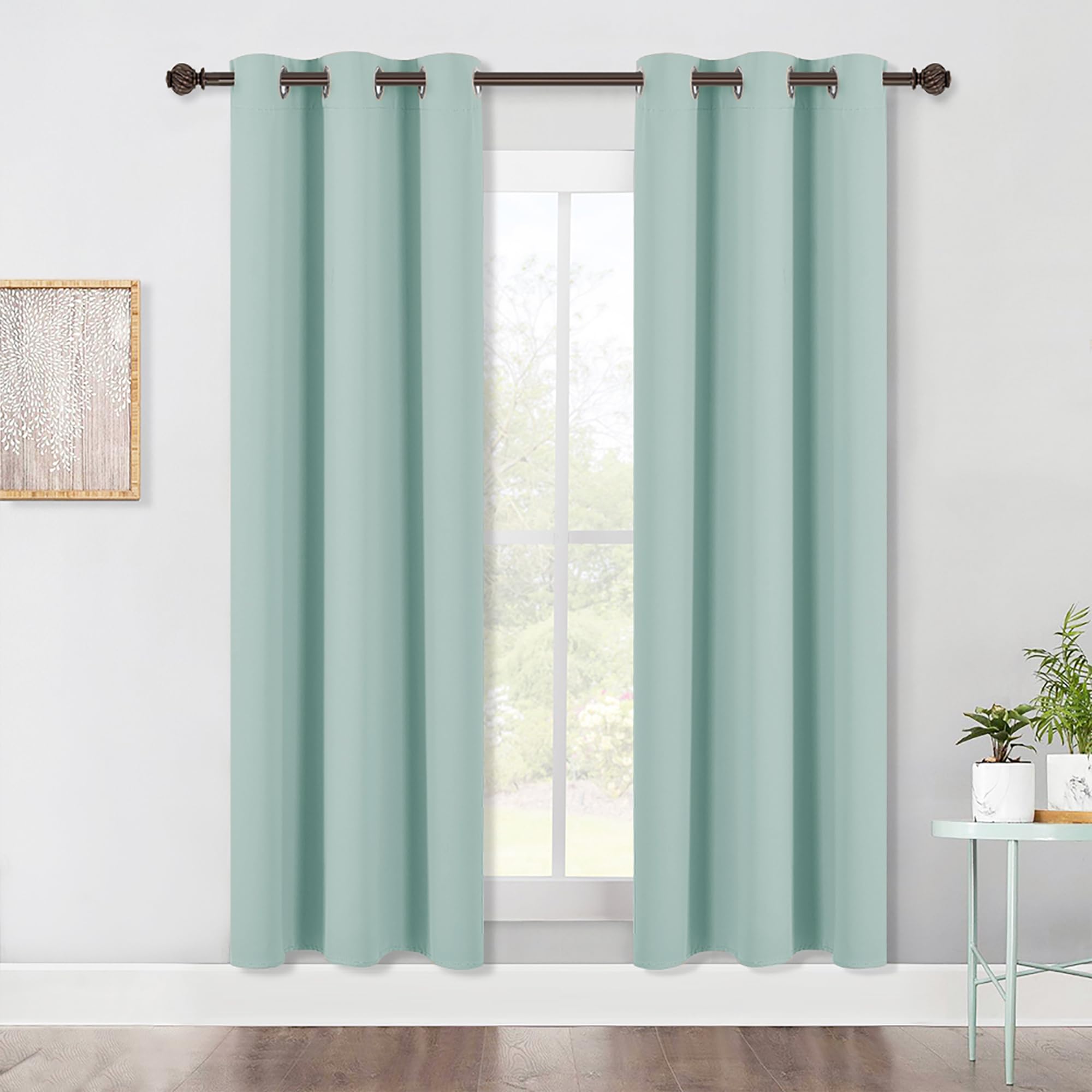 NICETOWN Blackout Window Curtains 70" L, 2 Panels, 34 inch, Aqua Blue, Grommet Top Room Darkening Thermal Insulated Vertical Window Drapes Modern for Flat/Apartment