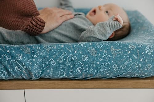 Miniatura 5 de Copper Pearl Funda de punto prémium para cambiador suave, elegante y universal para todas las almohadillas cambiadoras de pañales estándar, fundas