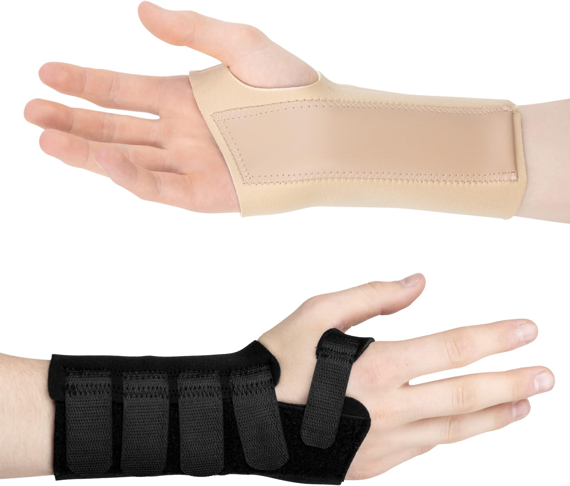 Actesso Neoprene Wrist Support Brace - Carpal Tunnel Splint - Provides Pain Relief from Carpel Tunnel Syndrome, Sprains and Tendonitis (Right Hand, Beige, M)