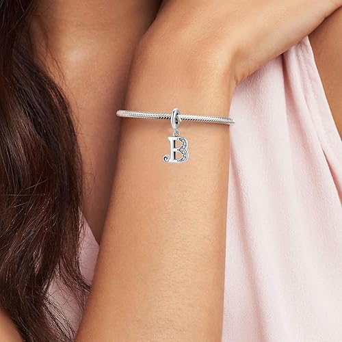 Miniatura 2 de BETTY&amp;SARAH 925 Sterling Silver Letter Charms for Bracelets and Necklace Alphabet Initial Pendant Jewelry Gift for Women Girls