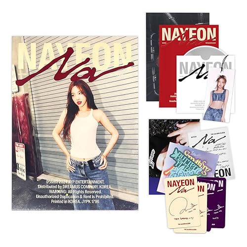 NAYEON - 2nd Mini album [NA] (C Ver.) Out Box R + Envelope + Postcard + Photobook + Hang Tag + Photocard + Track Sticker Pack + Mini Book + Folded Poster + 2 Extra Photocards