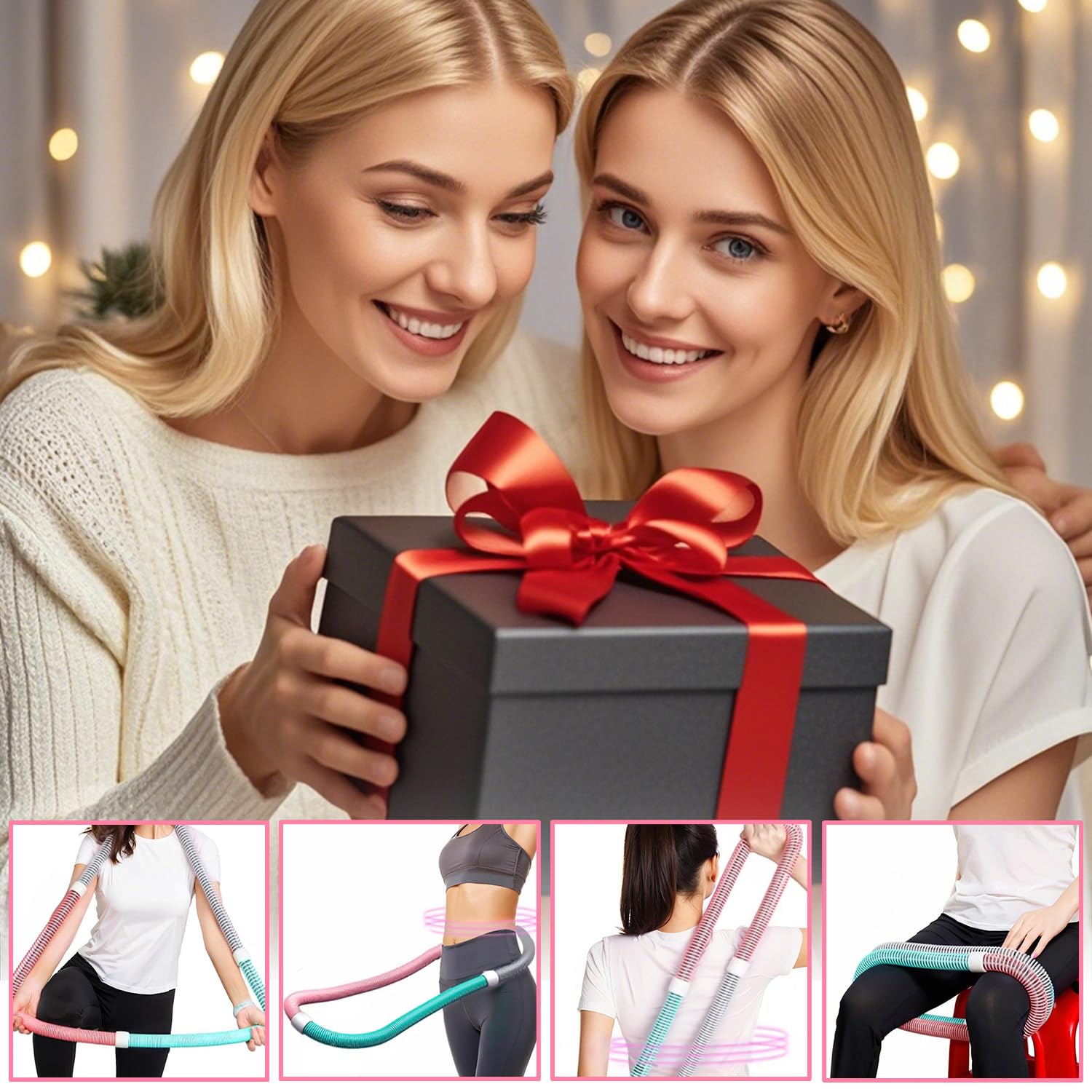 Hula Hoop morbido per adulti – 3 kg, pieghevole, fitness hoop ponderato per pancia e vita, morbido hula hoop, cerchio a molla per casa, palestra, scuola