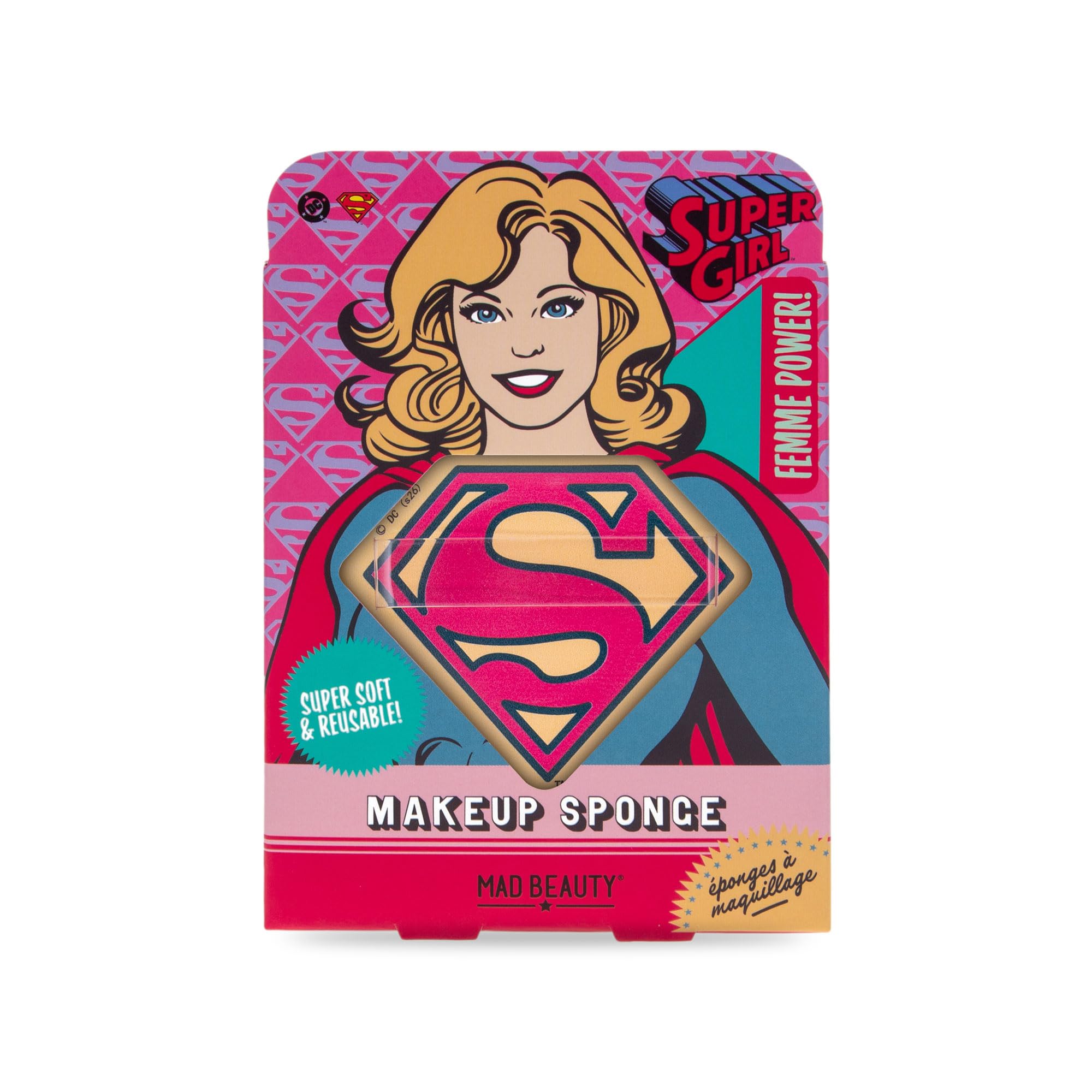 DC Supergirl Makeup Setting Sponges | Officially Licensed | DC Femme Power | Soft Bouncy Sponge | Smooth Natural Finish | DC Comics Cosmetic Gift | Mad Beauty