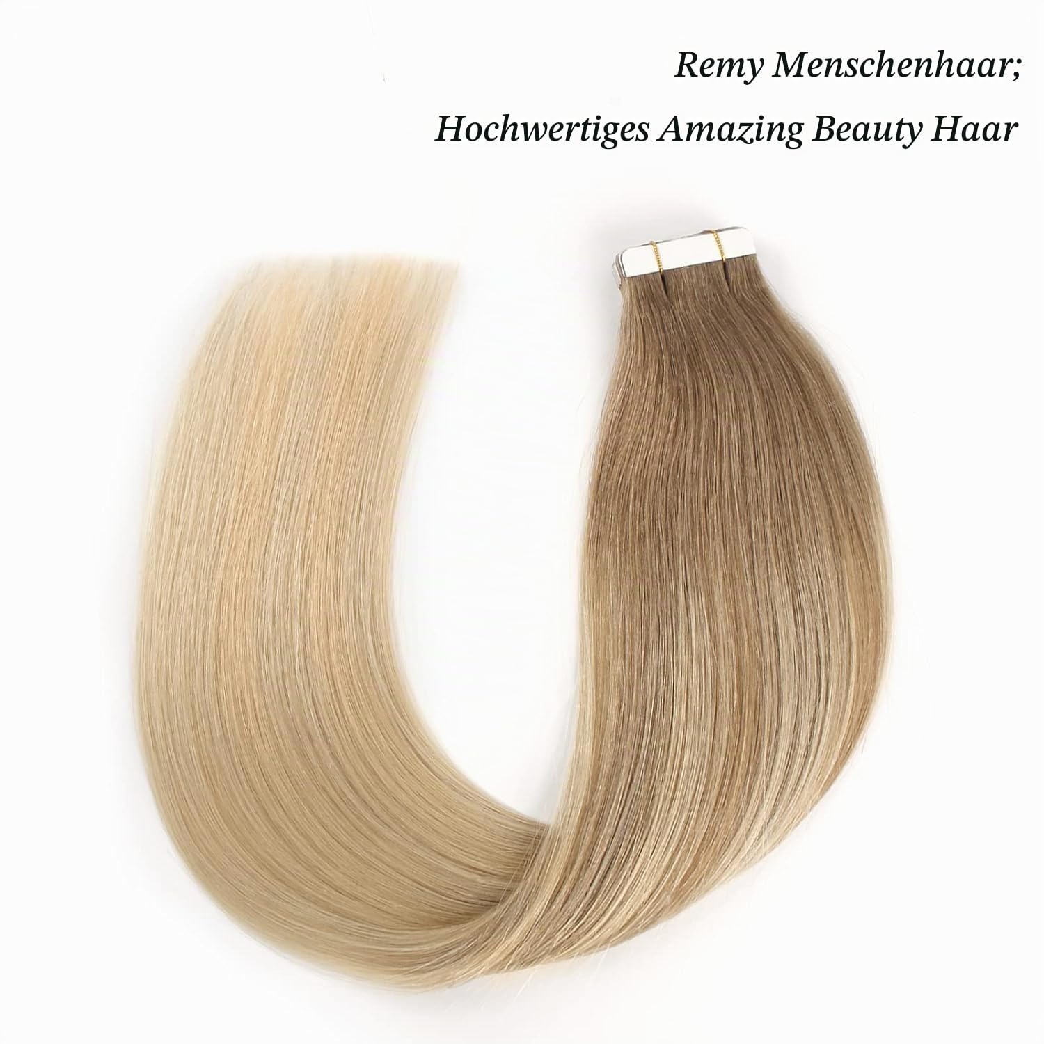 ABH AMAZINGBEAUTY HAIR Blond Tape Haarverlängerung 55cm Balayage | Remy Tape Extensions Echthaar, Skin Weft, #B8-18-60 Ombre Braun 50g 20 Stück, Unsichtbar, Wiederverwendbar, Haarverlängerung
