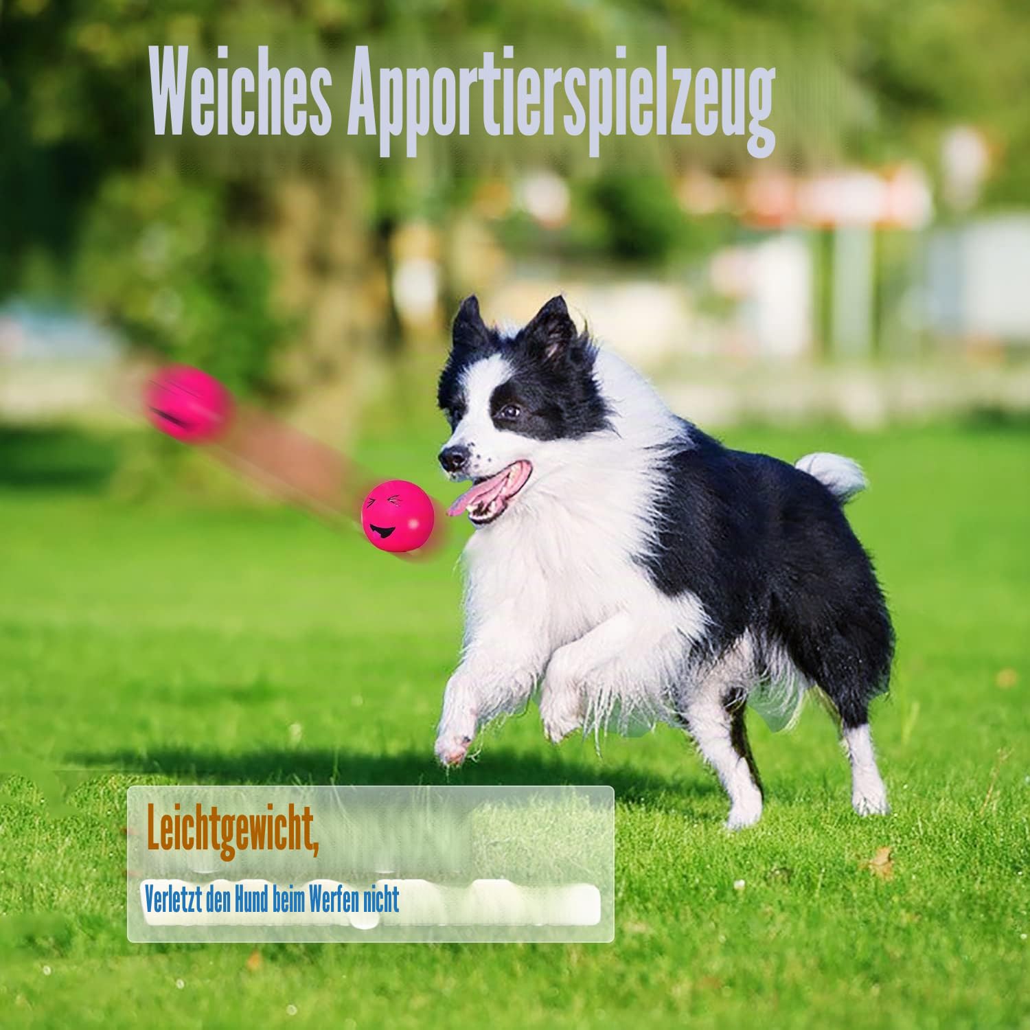 HOLYSTEED Quietschendes Hundespielzeug für mittelgroße Hunde, weicher Latex, quietschende Hundebälle, lächelndes Hundespielzeug, 6 runde Bälle für kleine, mittelgroße Rassen