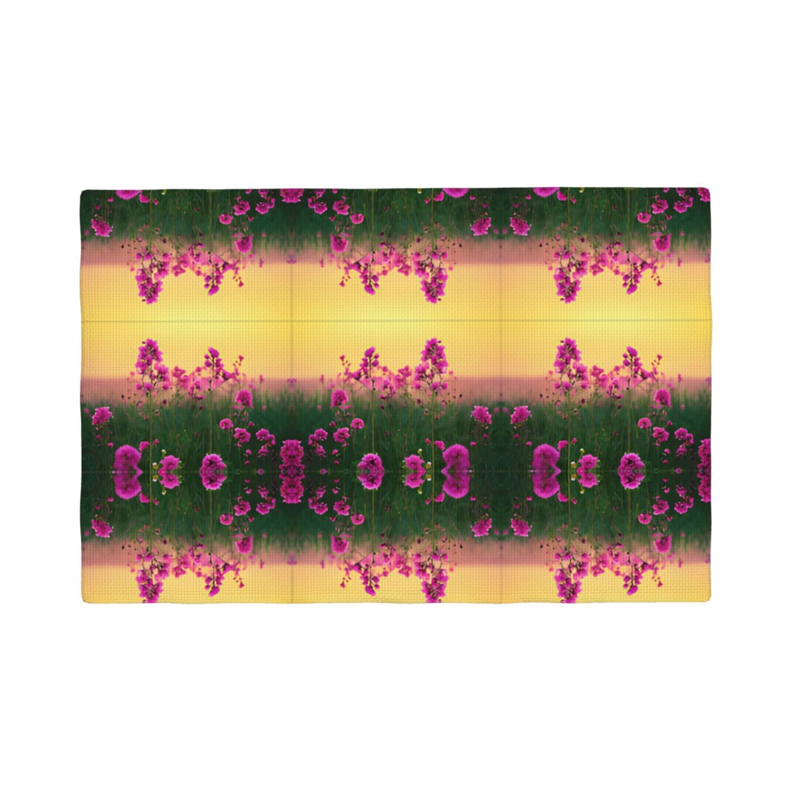 Flowers Imitation Linen Placemat â€“ Elegant Double-Sided Printed Table Mat for Home, Dining, Weddings