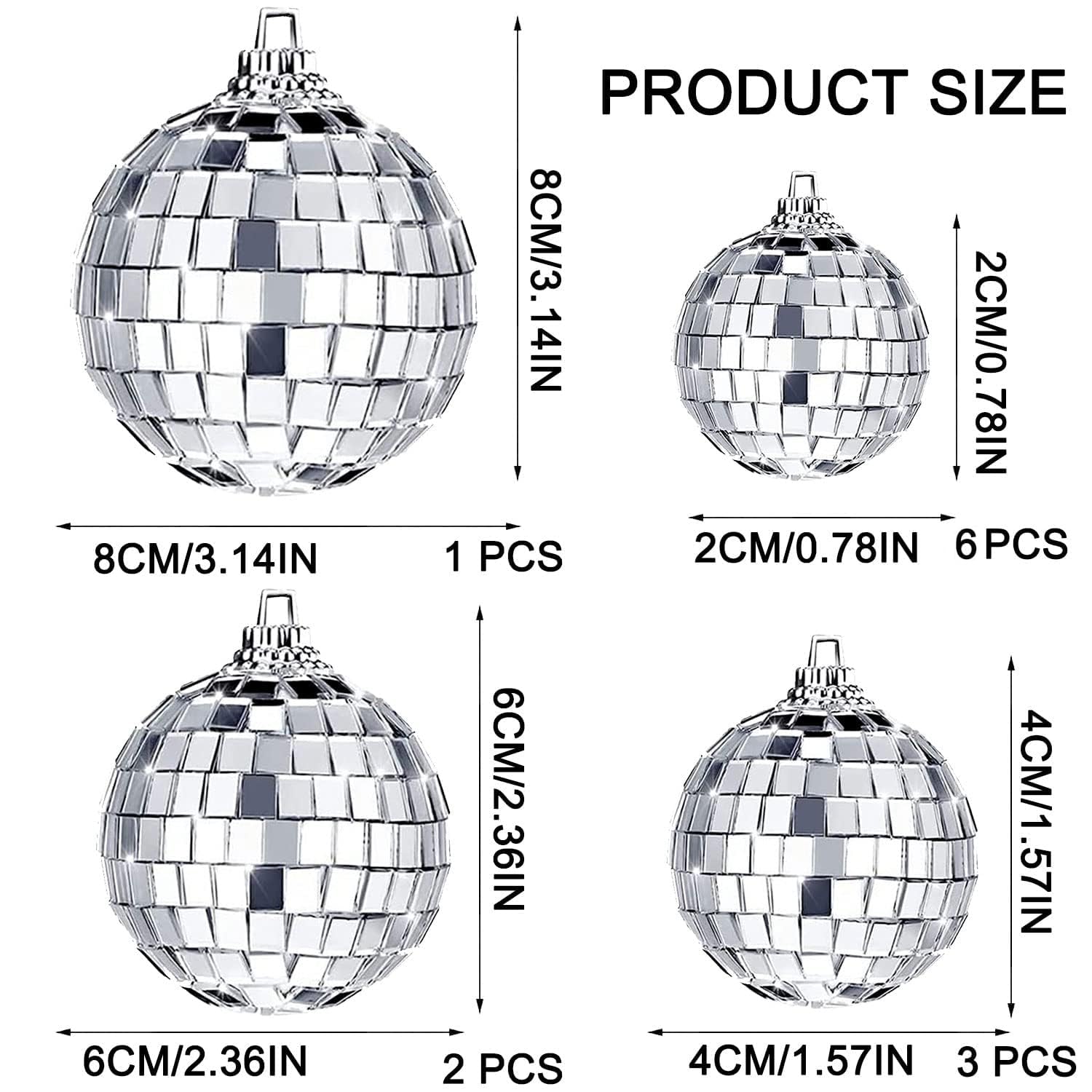 Sunshine smile 24 stuks gefacetteerde ballen, 4 cm, zilver, klein, onbreekbaar, kerstversiering