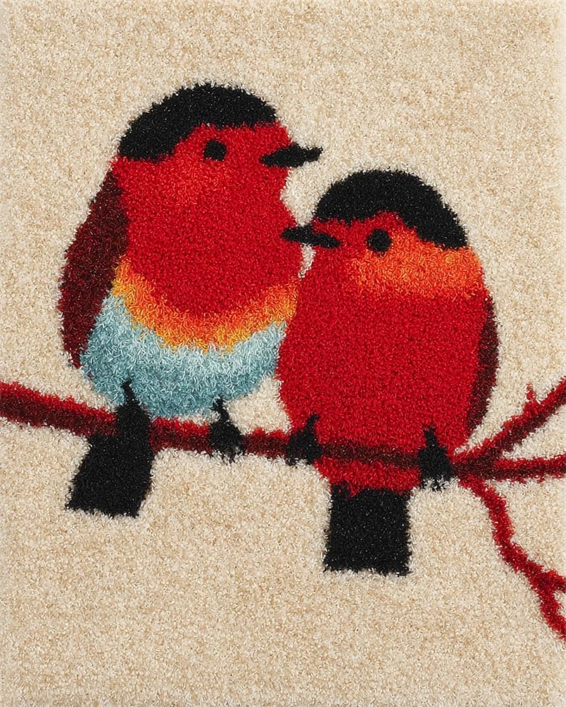 FWRTYCB Latch Hook Kits Rug Robin Bird Couple on Branch