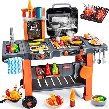 Kids Play Kitchen Toys - Updated Version Kids BBQ Grill Playset